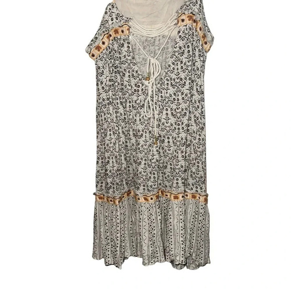 Free People Boarderline Tank Dress Linen Blend Ivory Size Medium - Picture 7 of 11